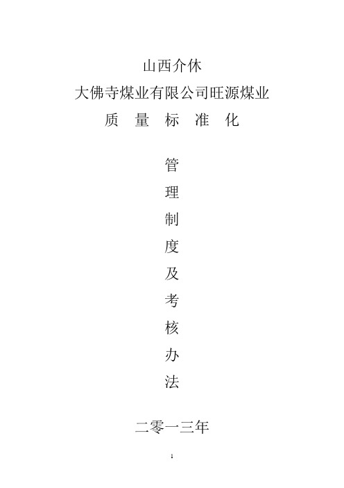 矿井安全质量标准化管理制度及考核办法20130506