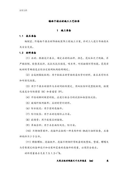 墙面干挂石材施工实用工艺实用标准