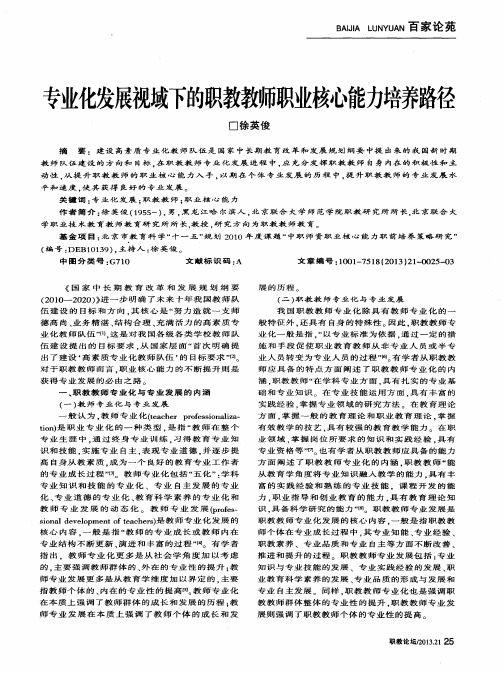 专业化发展视域下的职教教师职业核心能力培养路径