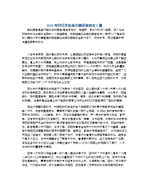 2019年财经类社会实践报告范文5篇