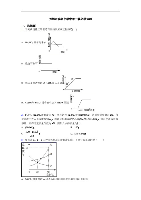 无锡市滨湖中学中考一模化学试题
