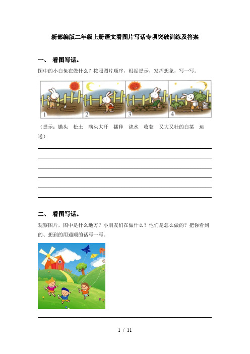 新部编版二年级上册语文看图片写话专项突破训练及答案
