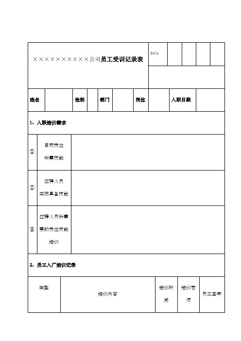 公司员工受训记录表)