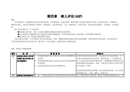 04JCI标准 第四版第四章  病人评估 AOP