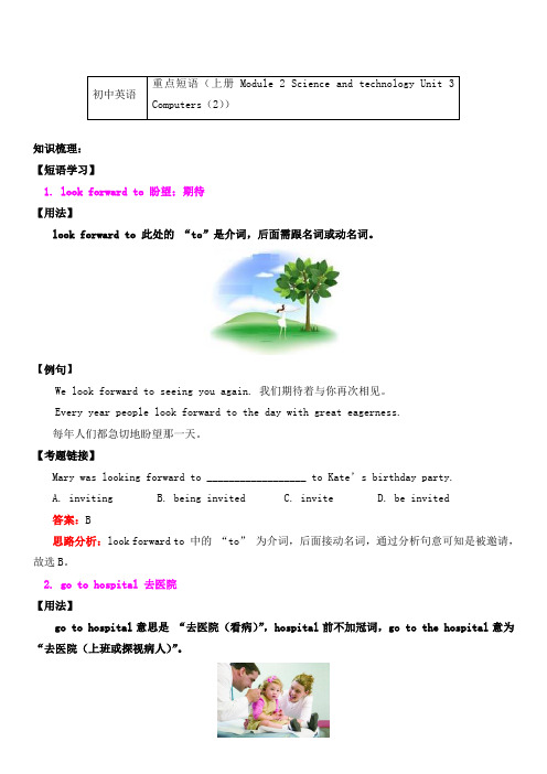 牛津深圳版英语八年级上册知识讲义 重点短语(Module 2 Science and technology Unit 3 Computers(2))