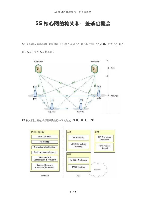 5G核心网的构架和一些基础概念