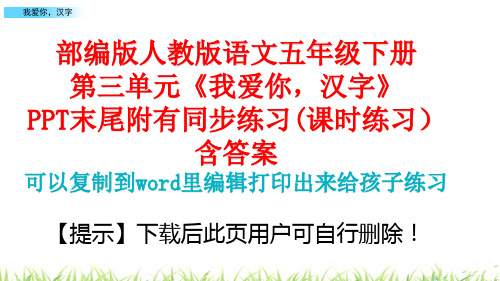 部编版五年级下册第三单元我爱你汉字课件PPT(完美版)