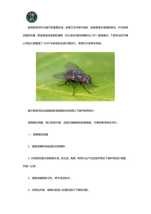 餐厅厨房如何有效防治消灭苍蝇？