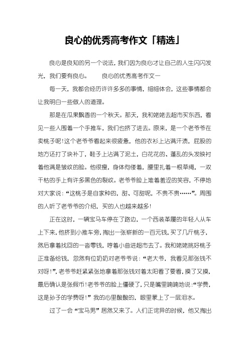 良心的优秀高考作文「精选」