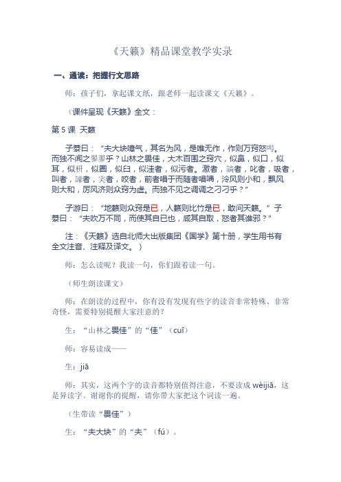 语文课《天籁》精品课堂教学实录