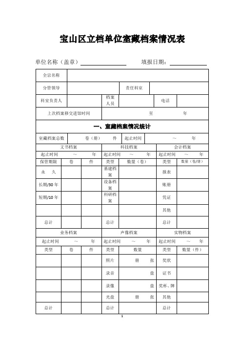 立档单位室藏档案情况表(空白)