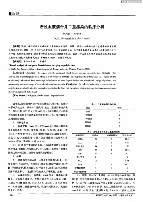 恶性血液病合并二重感染的临床分析