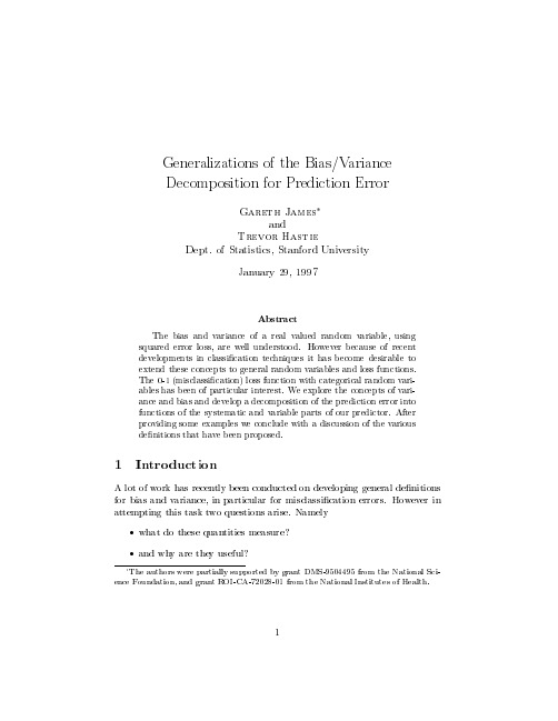 Generalizations of the BiasVariance Decomposition for Prediction Error