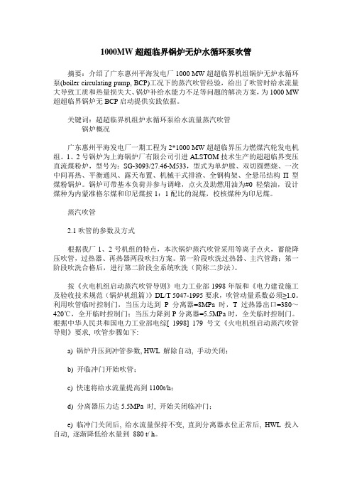 1000MW超超临界锅炉无炉水循环泵吹管