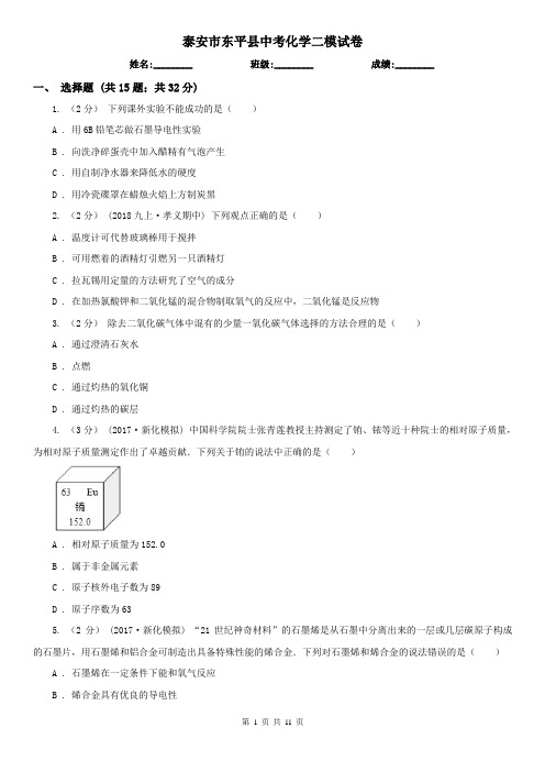 泰安市东平县中考化学二模试卷