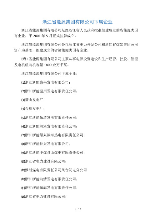 浙江省能源集团有限公司下属企业