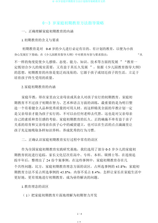 0～3岁家庭早期教育方法计划指导策略教育文档