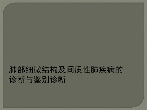 肺部细微结构及间质性肺疾病的诊断与鉴别诊断