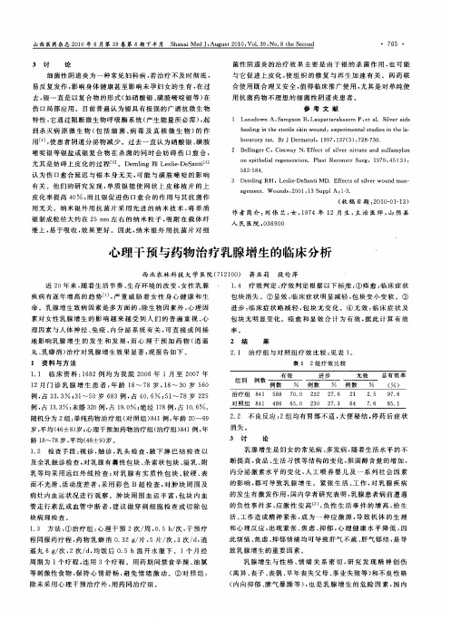 心理干预与药物治疗乳腺增生的临床分析