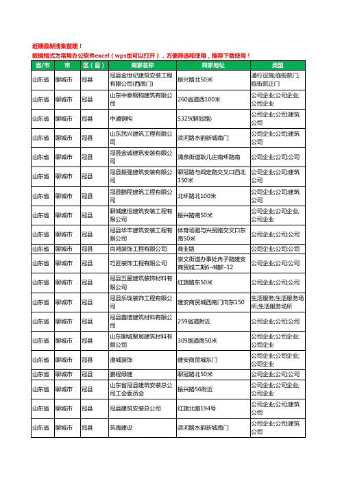 2020新版山东省聊城市冠县建筑装饰有限公司工商企业公司商家名录名单黄页联系方式大全40家