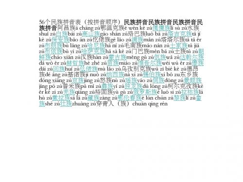 56个民族名称