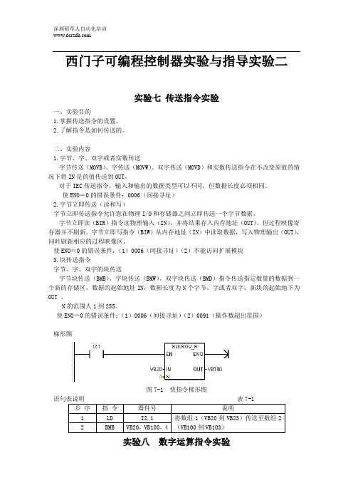 西门子PLC编程实例西门子可编程控制器实验与指导实验二