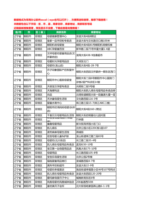 2020新版辽宁省朝阳市双塔区月子服务工商企业公司商家名录名单黄页联系号码地址大全60家