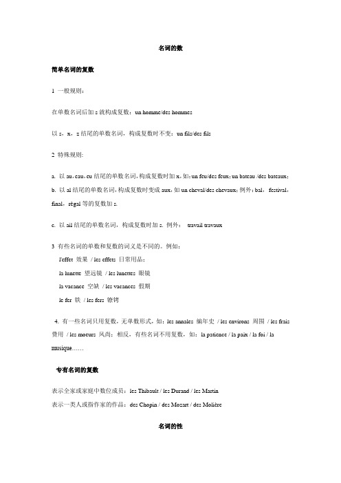 法语语法之名词