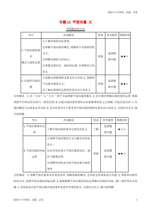 三年高考2016_2018高考数学试题分项版解析专题12平面向量文含解析64