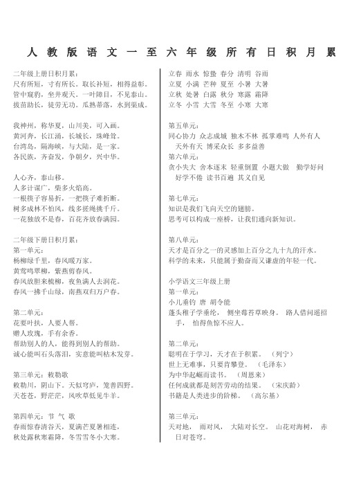 人教版语文一至六年级所有日积月累