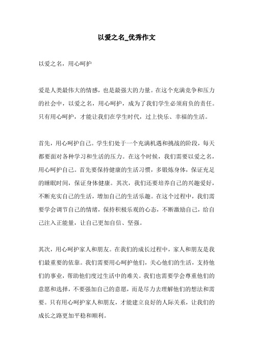 以爱之名优秀作文