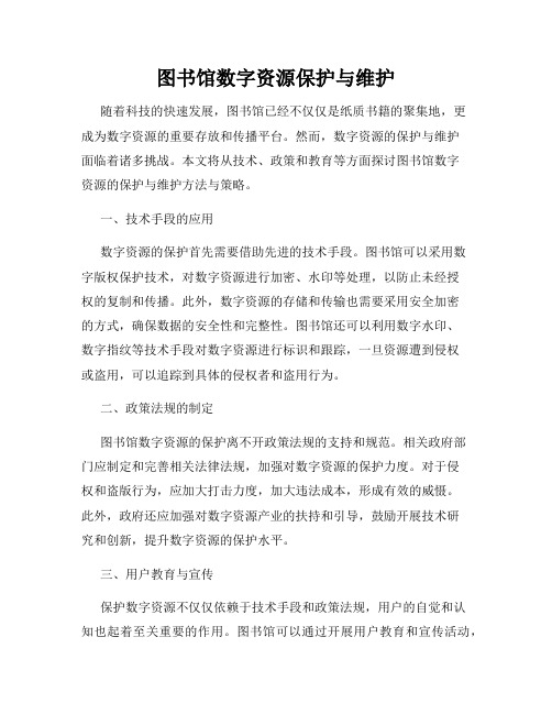 图书馆数字资源保护与维护