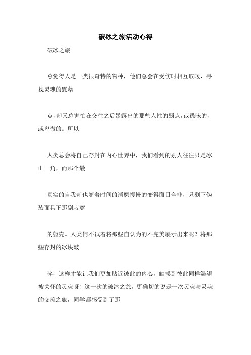 破冰之旅活动心得