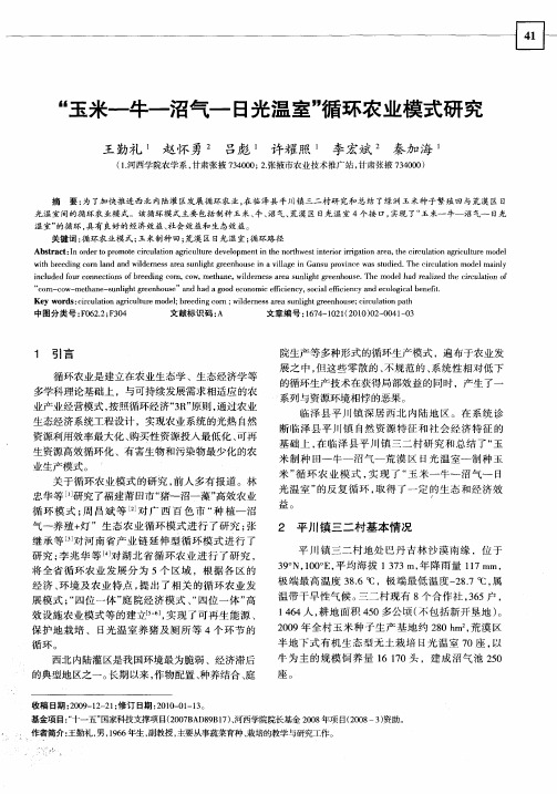 “玉米—牛—沼气—日光温室”循环农业模式研究
