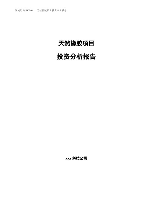 天然橡胶项目投资分析报告