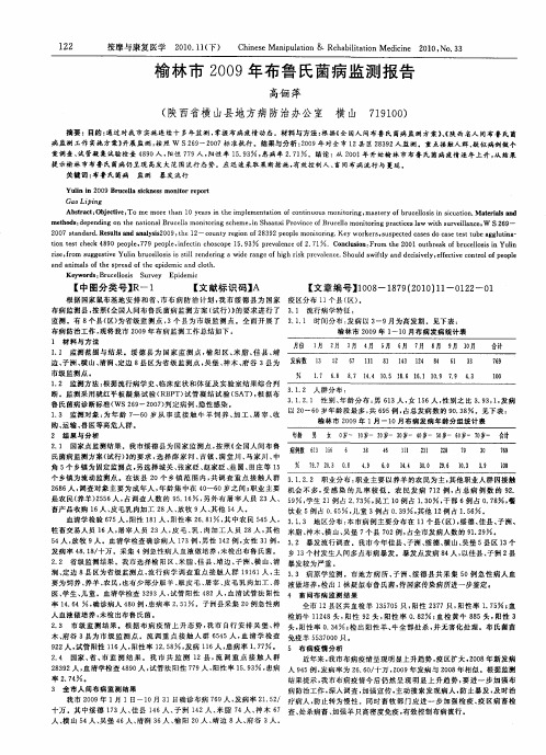 榆林市2009年布鲁氏菌病监测报告