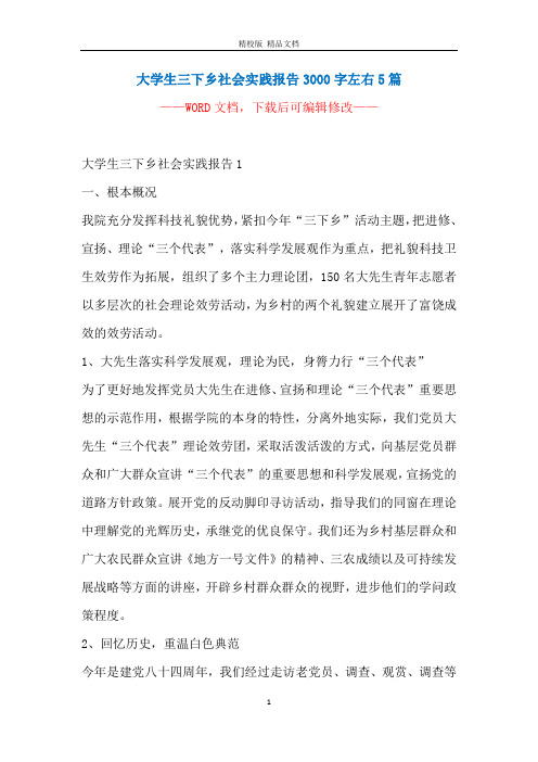 大学生三下乡社会实践报告3000字左右5篇