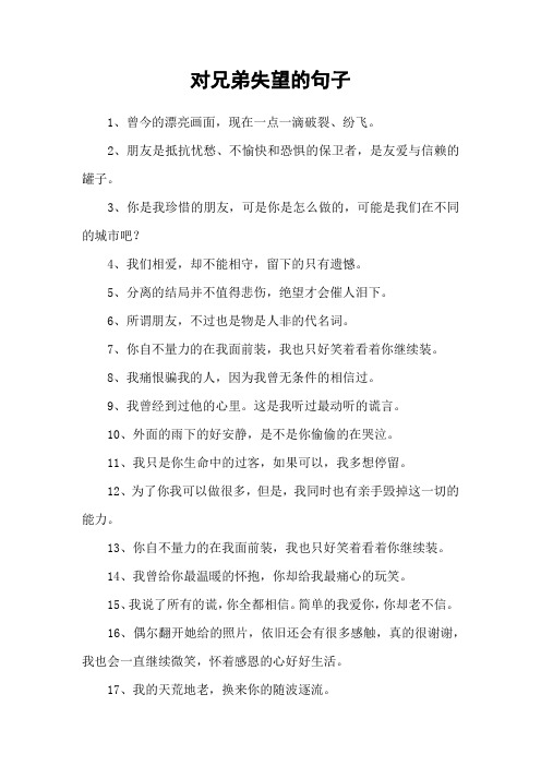 对兄弟失望的句子