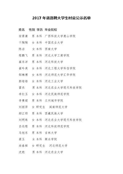 村官录取名单