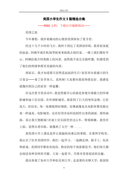 美国小学生作文5篇精选合集