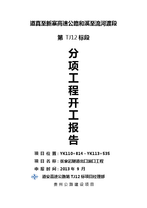 隧道洞口工程开工报告