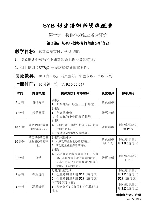 SYB创业培训教案