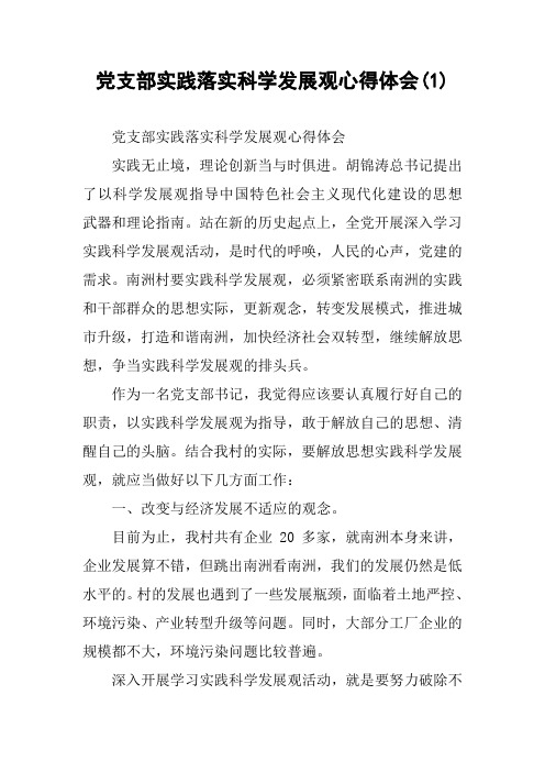 党支部实践落实科学发展观心得体会(1)