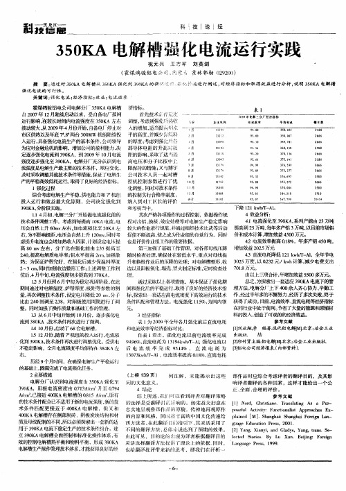 350KA电解槽强化电流运行实践