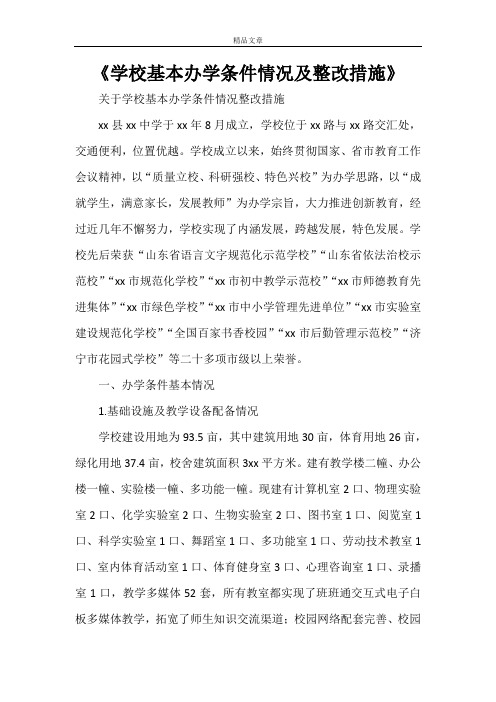 《学校基本办学条件情况及整改措施》
