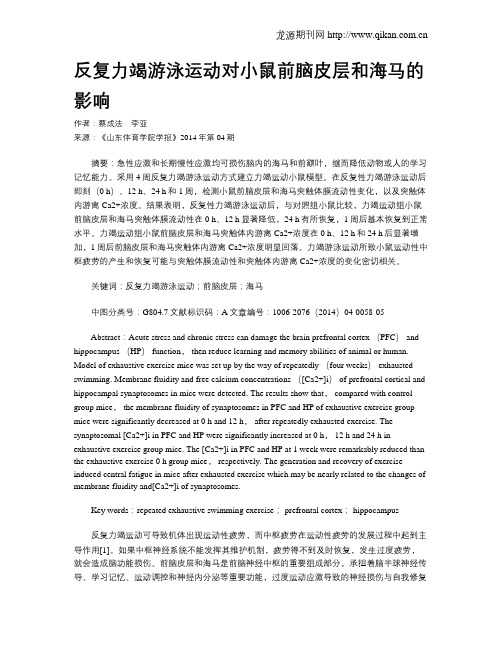 反复力竭游泳运动对小鼠前脑皮层和海马的影响