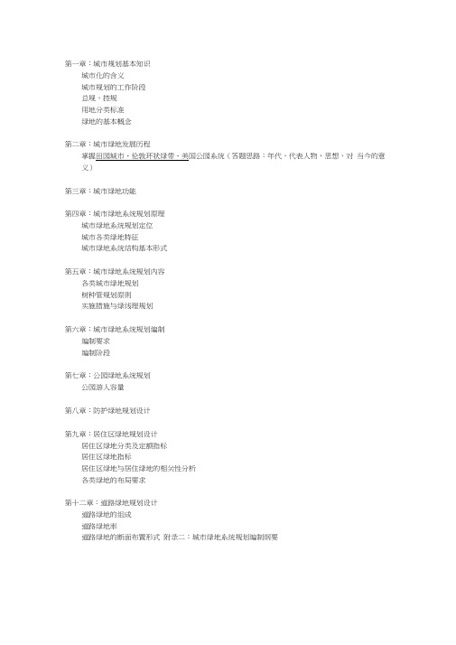 城市绿地规划复习提纲汇总