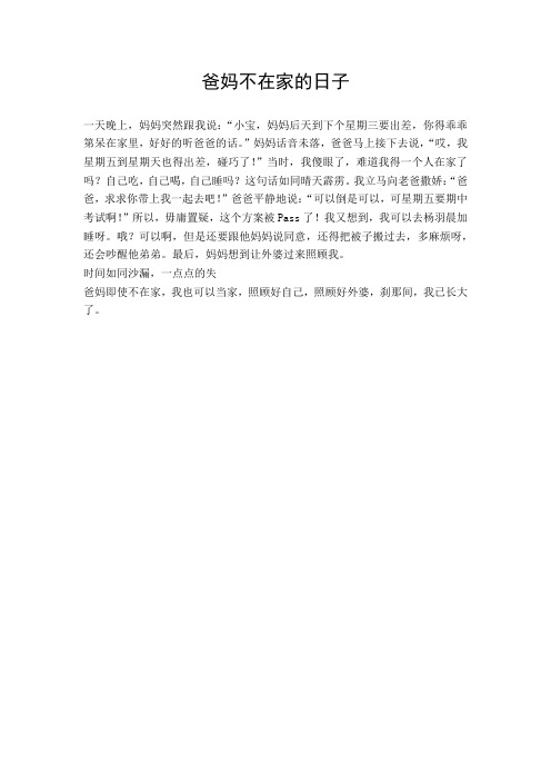 (小学作文)爸妈不在家的日子