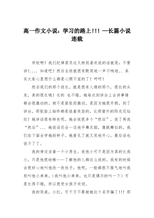 高一作文小说：学习的路上!!!—长篇小说连载
