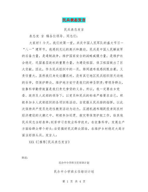 民兵表态发言